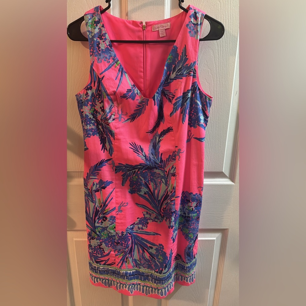 Lilly Pulitzer Pink and Blue Floral Midi Dress
